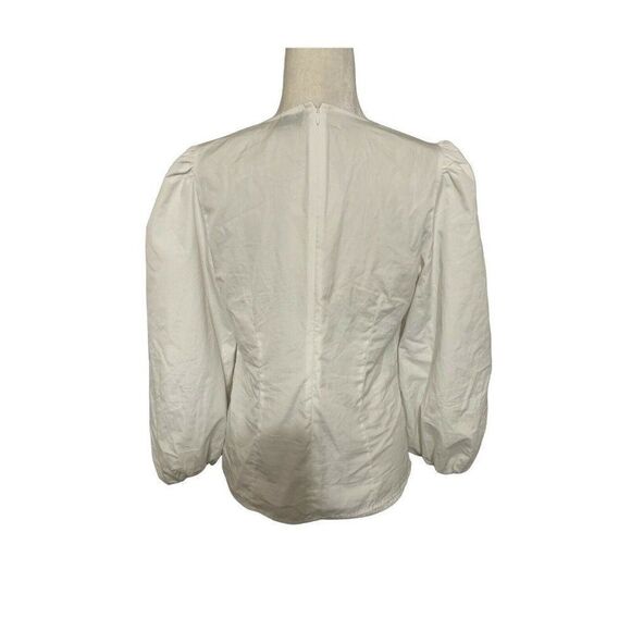 j crew womens solid white Crew Neck long sleeve top 6 small - Picture 2 of 5